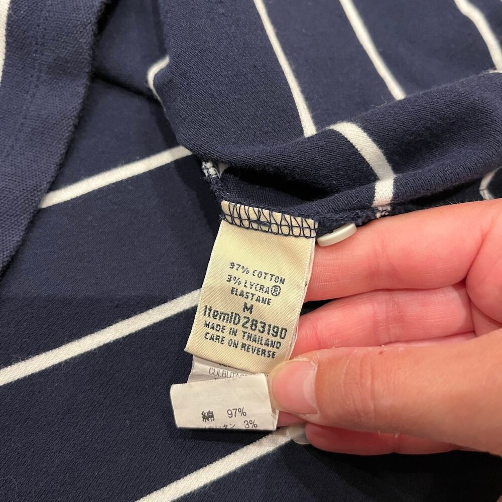 LL Bean Striped Polo Dress M Navy Blue Stripe Coastal Preppy Casual Cotton - Picture 4 of 5